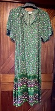 Monsoon size M floral boho hippy chic tiered dress in green mixed print