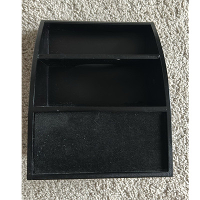 Black Wooden Desktop Organizer, 3-Compartment Desk Storage Caddy