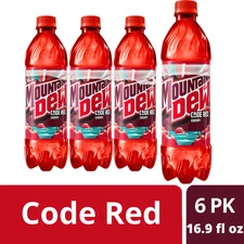 Mountain Dew Code Red Soda Pop 6 x 16.9 fl oz FREE SHIPPING!!!!