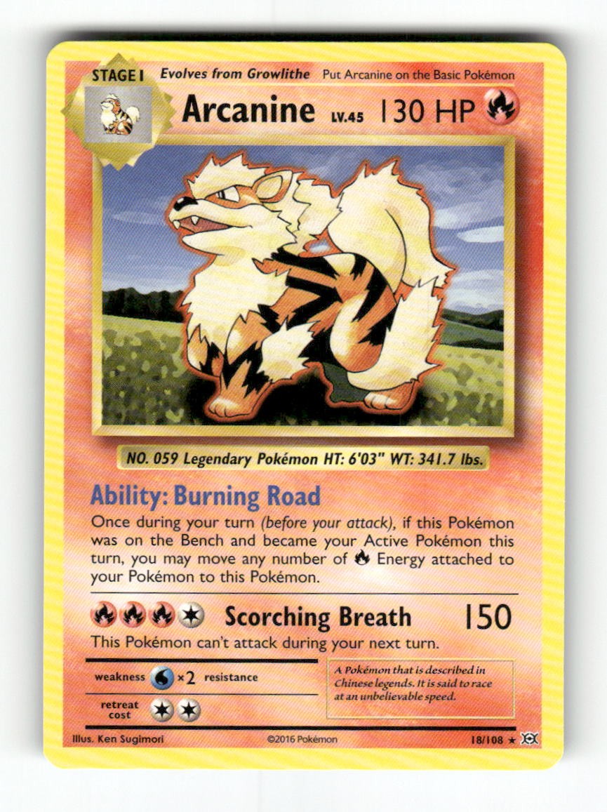 Arcanine - 18/108 - Evolutions - Pokemon - Rare - NM Reverse