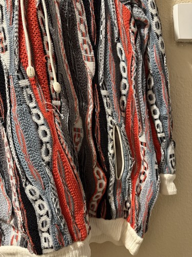 VTG 3D KNIT Coogi Australia Sweater W/Hood & Pockets Hoodie Men M RARE - Picture 3 of 6