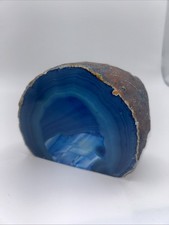 Beautiful Dyed & Polished Brazilian Geode Agate Crystal Half with Flat Base