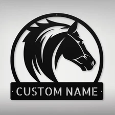 Personalized Horse Head Metal Sign Custom Equine Decor for Home Office Gift Idea