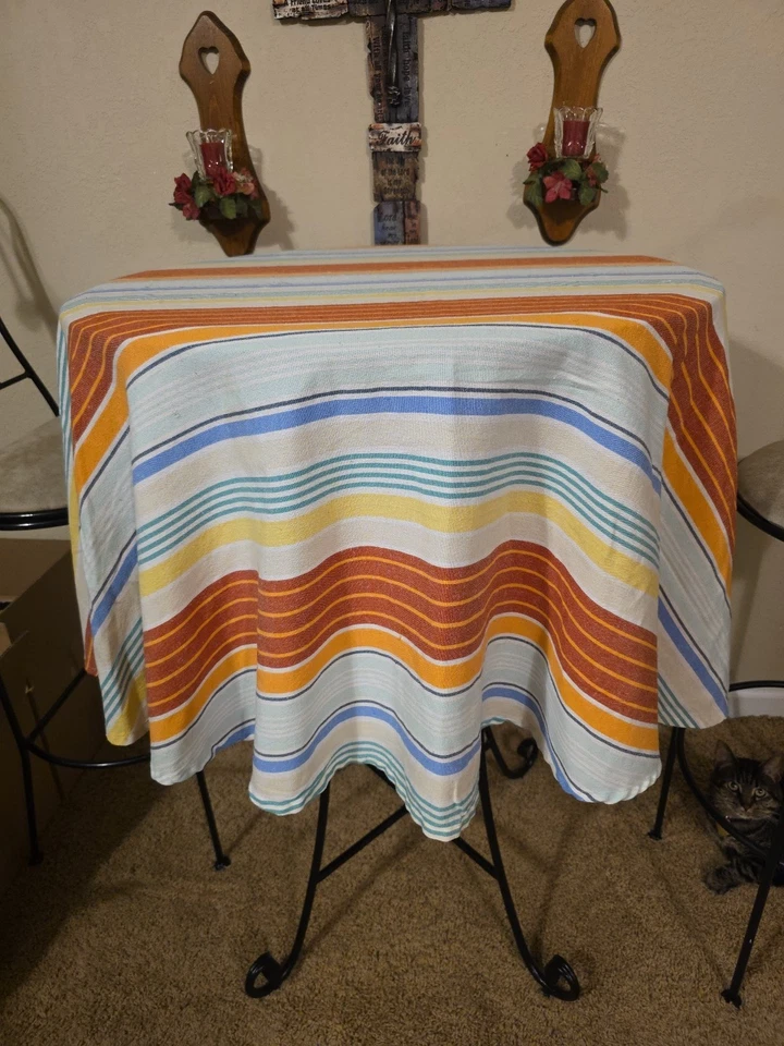 Multi-colored Food Network 70" Diameter Round Cloth  Tablecloth - Image 2 of 4