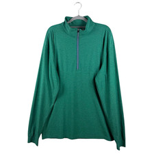 Straight Down Golf Pullover Mens XL Green Performance Long Sleeve 1/4 Zip