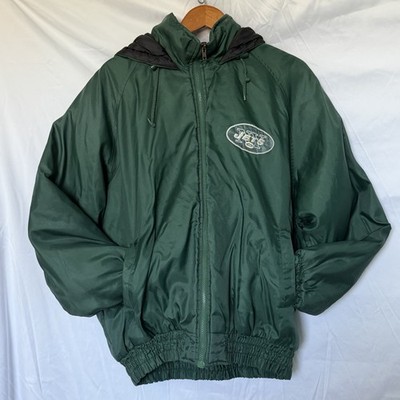 Vintage 90s NY Jets NFL Game Day Sports Mens Large Green Puffer Football Jacket