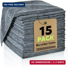 Microfiber Cleaning Cloths Bulk-15 Pack, Gray Microfiber Towels for Cars, Ultra