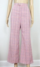 Vintage 1970s/70s Red White  Blue Plaid High Waisted Bell Bottom Pants