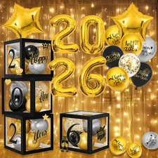 New Years Eve Party Decorations Balloon Boxes Supplies 2026, 4Pcs New Year Bo...