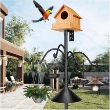 Heavy Duty Bird Feeder Pole Stand, 76 Inch Metal Bird Feeder Pole with Squirrel 