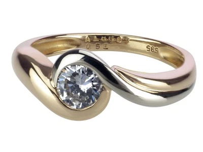 14 K 585 Gelb Gold Weißgold 0,51 ct Brillant Solitär Jahrtausendwende Ring! - Bild 1 von 4