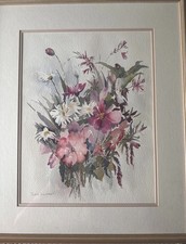 ORIG. Judith Durrant Impressionist Watercolour PAINTING  floral BOUQUET