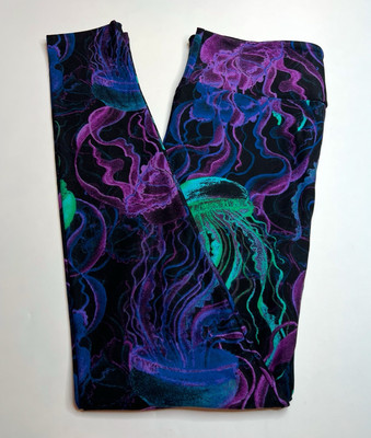 NEW LuLaRoe OS Leggings HTF BLACK PURPLE Animal JELLYFISH Reef OCEAN Nautical