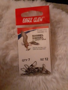 EAGLE CLAW Black Barrel Swivels Size 12 Qty (7)1042-012