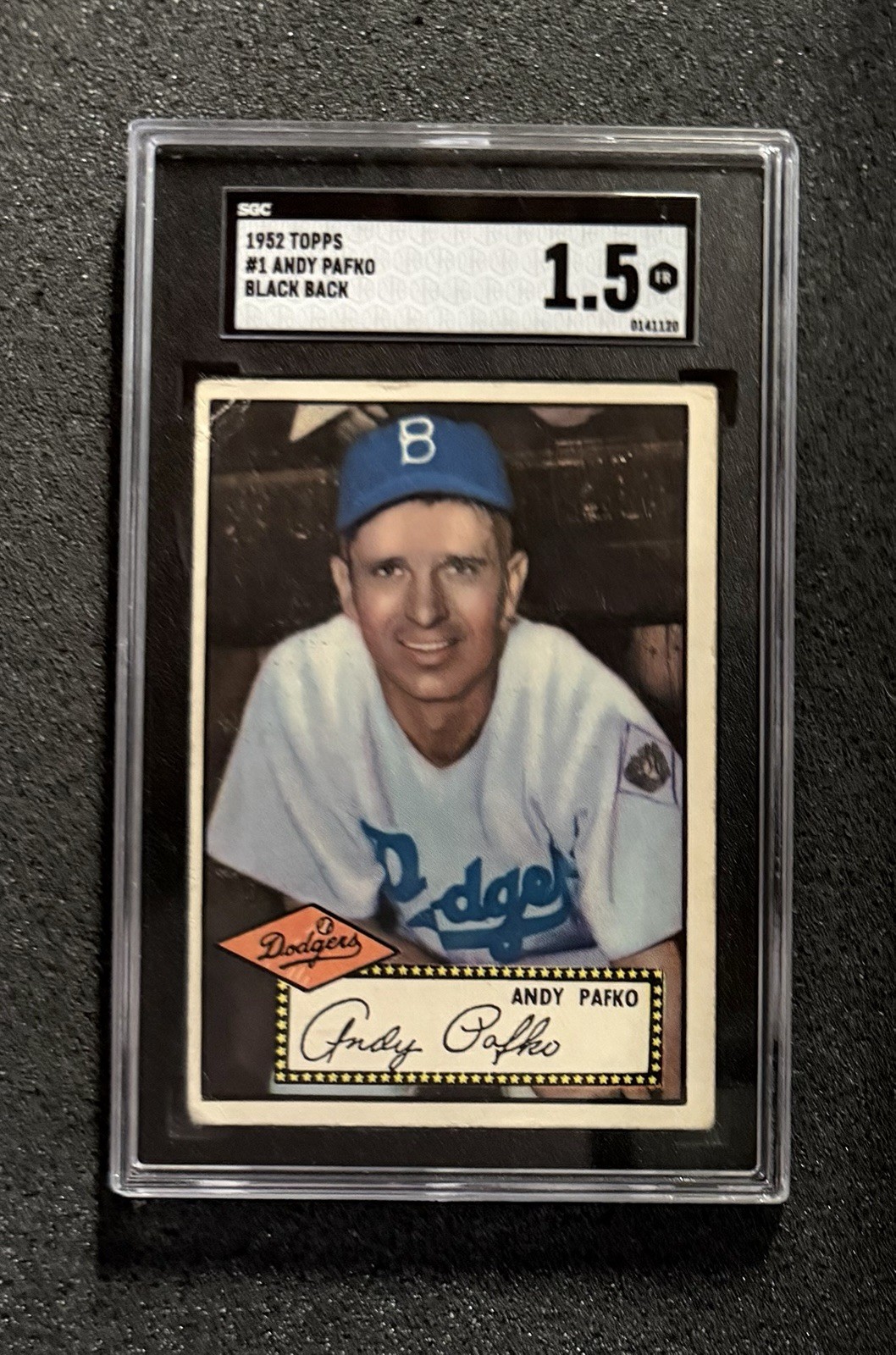 1952 Topps - #1 Andy Pafko (Back) - SGC 1.5