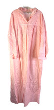 Vintage 90s Women 1XL Flannel Nightgown Granny Gown Frill Floral Pink