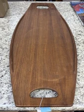 Vintage Dansk Denmark IHQ Staved Teak Surfboard Tray 24" Quistgaard 4 Ducks Mark