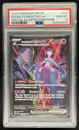 2025 Pokemon Destined Rivals Team Rocket's Mewtwo ex #231/182 PSA 10 GEM MINT