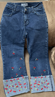 Jeans Fille Gasoline Taille 10 - Motif Fleur Sur Les Jambes, Légèrement Délavé, Bon état