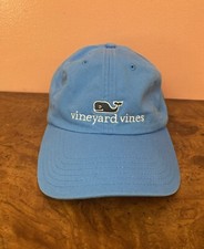 Vineyard Vines Light Blue Hook  Loop Back Baseball Cap Hat Navy Blue Whale Logo