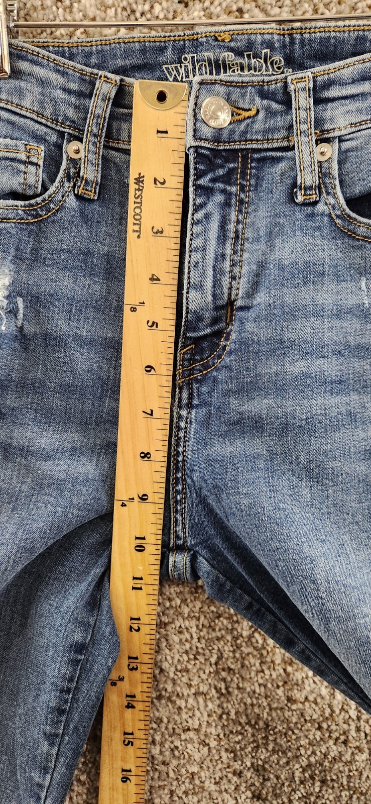 Wild Fable Skinny Jeans Blue Denim 26R Distressed Side Stripes Women's Size 2