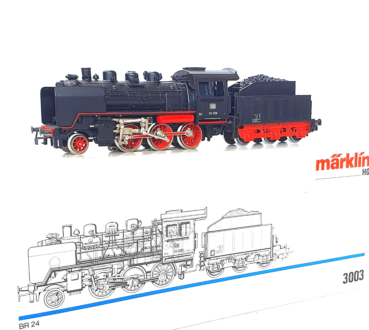 Marklin AC HO 1:87 German DB BR 24 058 Black Medium STEAM