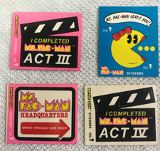 Ms Pac Man Stickers (4) of (54) Fleer 1981 #8, 46, 47, 48