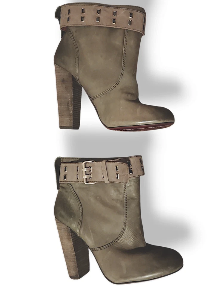 Botines marca oro rosa con cinturón al tobillo años 80 Western Biker tacón bebé talla 8,5 Foto 2 de 4