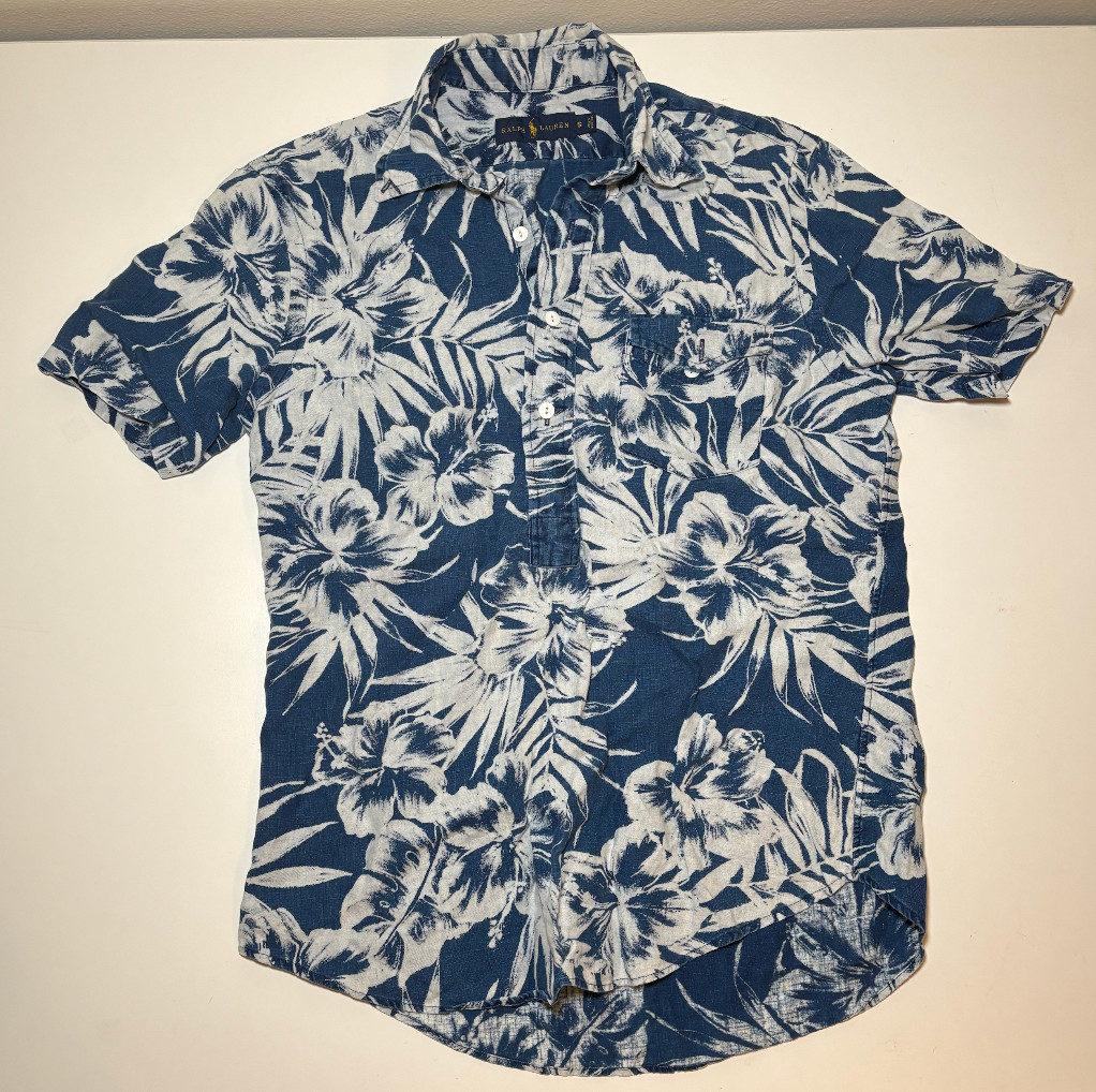 Ralph Lauren Polo 100percent Linen Polo Shirt | Floral Pattern | Small