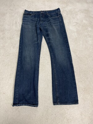 Plugg Jeans Mens 31 Blue Denim Cotton Dark Wash Straight Leg Regular Fit 31 X 32