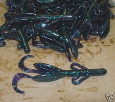 4" Baby Hog Brush Hog Style Junebug 100 count bag bulk bass plastic worm