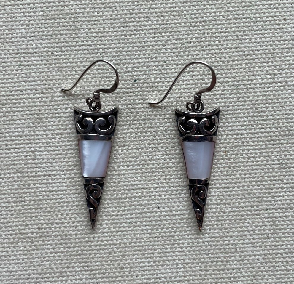 Spike Celtic Dangle Earrings Scroll Sterling Shel… - image 3