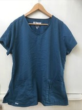 Grey's Anatomy Active Womens V-Neck Short Sleeve Scrub Top Shirt 41423 Teal XL