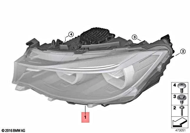 Genuine BMW F34 318d 320d 320dX 320i HEADLIGHT LED AHL RIGHT  