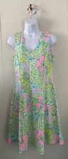 Lilly Pulitzer Dress Dahlia Fit Flare Coconut Jungle Print Sz M Resort Wear EUC