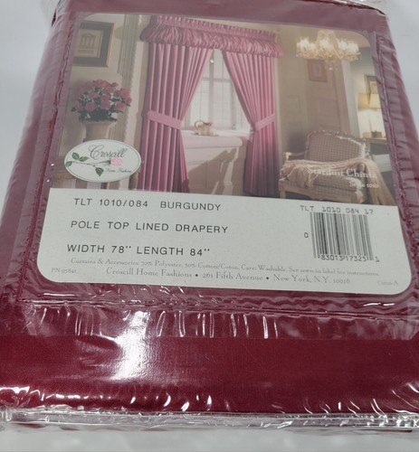 Croscill Stardust Chintz Pole Top Lined Burgundy Drapery Panels+Tiebacks 78Wx84L - Picture 4 of 4
