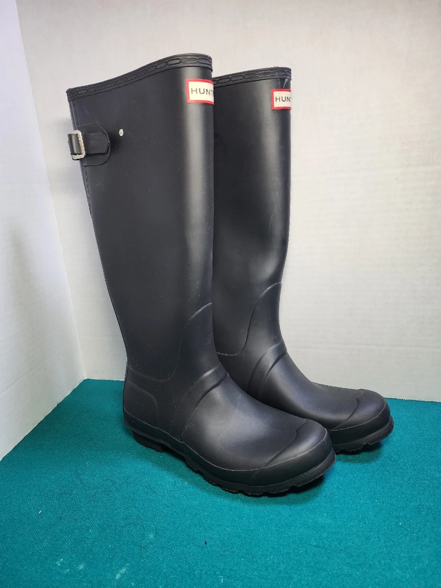 Hunter Women s Original Blue Back Adjustable Gloss Rain Boots US Size 7 WFT1001R
