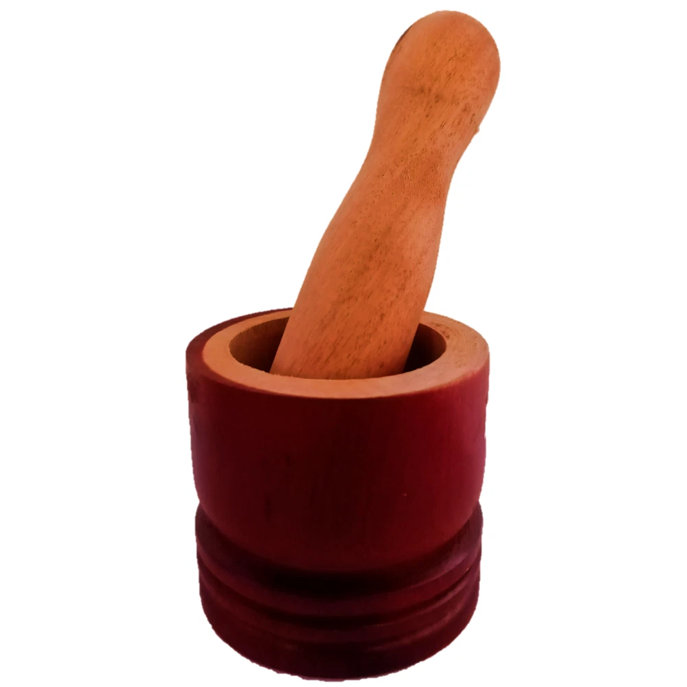 Wooden mortar & pestle Grinding spices Sri Lankan kitchen tool Eco friendly