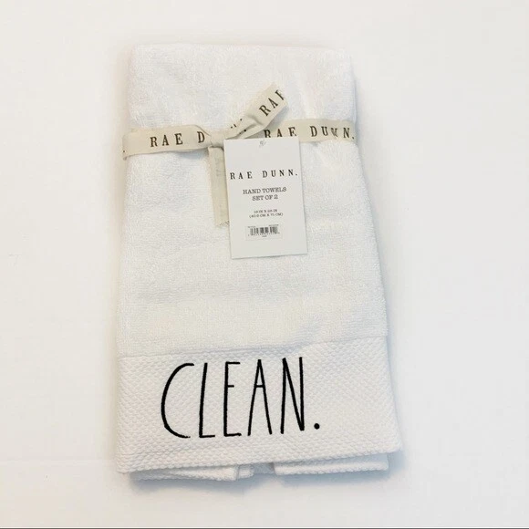 Rae Dunn Bath or Kitchen Hand Towels set of 2 NWT