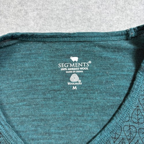 Seg'Ments Merino Wool Shirt Woman M Green Leaf Long Sleeve Base Layer Cozy Warm - Picture 3 of 10
