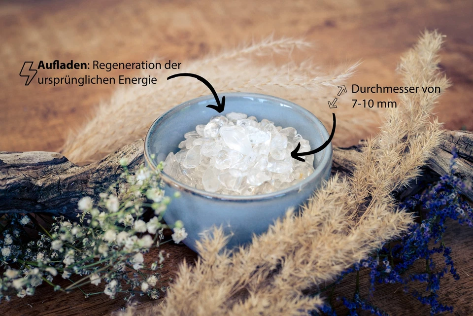 Ladesteine Bergkristall & Entladesteine Hämatit | Mini Trommelsteine Chips - Bild 4 von 4