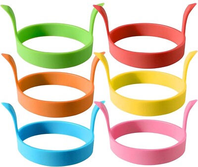 4 Stück SILIKON EIER BRATEN RING BRATEN POCHIERER FORM PERFEKT FÜR EIER PFANNKUCHEN