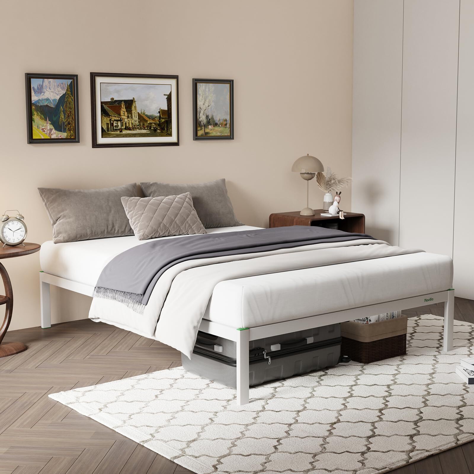 Bed Frame Queen Size, Metal Bed Frame with Storage, 14 Inch Platform Bed Fram...-image