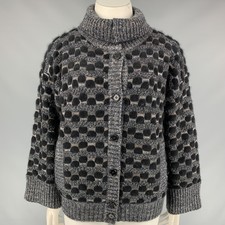 Missoni Size 8 Black & Grey Knitted Wool Blend Jacket