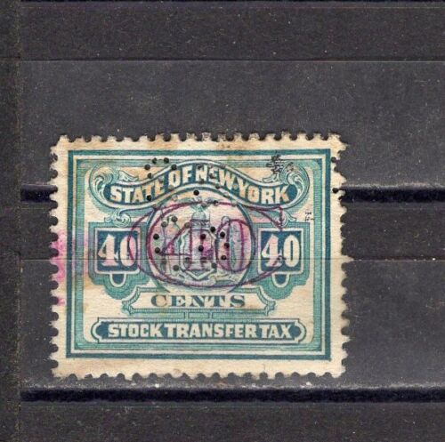 state-of-new-york-40c-stock-transfer-tax-perfin-1930-s-used-ebay