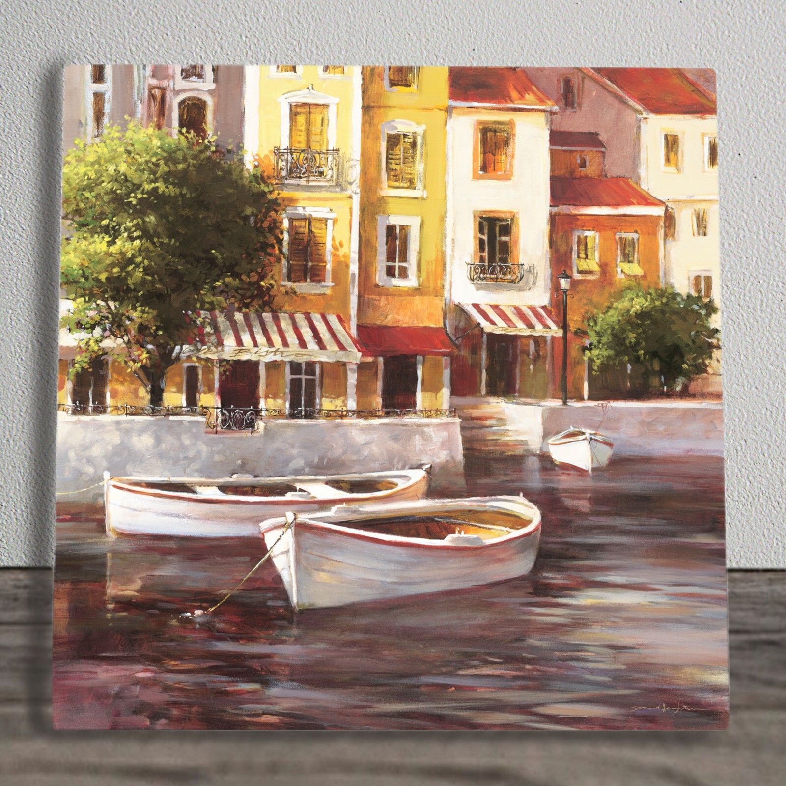 Mediterranean Dawn 2 Tile Plaque Sign Wall Art Paris Scene Brent Heighton 20cm