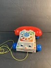 Vintage 1961 Fisher Price Chatter Phone #747 Telephone Pull Toy with Moving Eyes