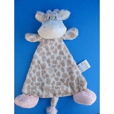 Demdaco Nat  Jules Sadie Giraffe Lovey Security Blanket Tan Pink w/ Rattle