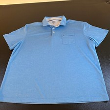 IZOD Saltwater Polo Shirt Moisture Wicking Golf Mesh Lined Blue Mens 2XL XXL