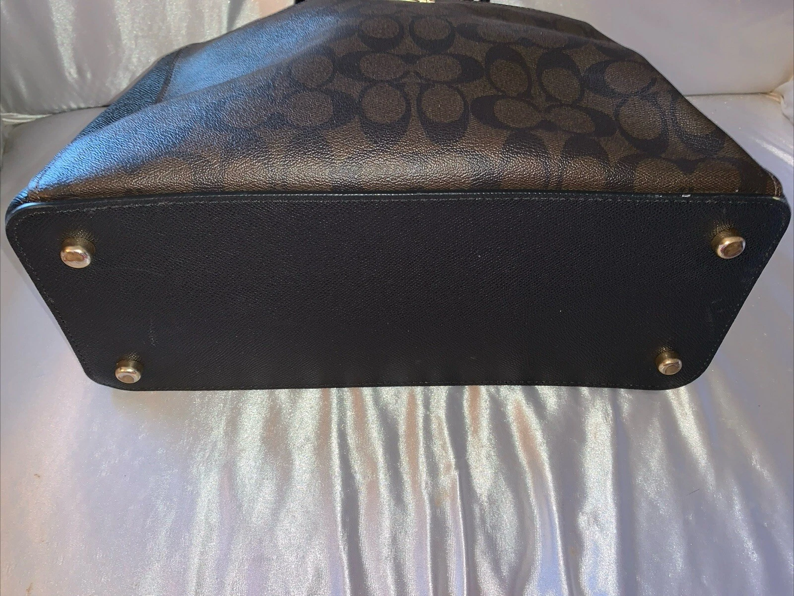 Borsa Coach Casey F31475 Signature Canvas nera marrone scuro multitasche